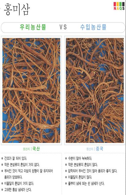 [포토소식] '홍미삼'사진으로 알아보는 우리농산물 구별..
