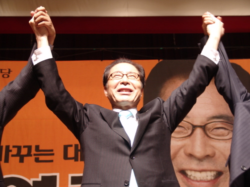 민노당 권영길 대통령 후보 경산 방문 경북도 선대위 출..