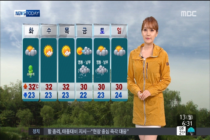 불볕더위 이어지다 주말 태풍 영향 [경산지역 주간 날씨..