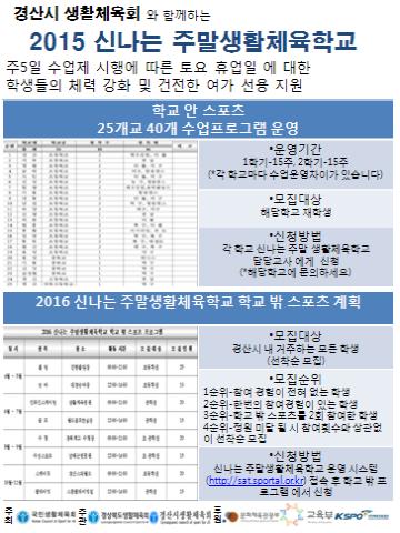 경산시생활체육회 주말생활체육학교