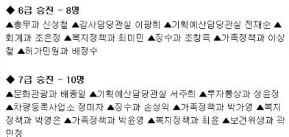 경산시, 6·7·8급 승진 및 전보 인사 6급-8, 7..