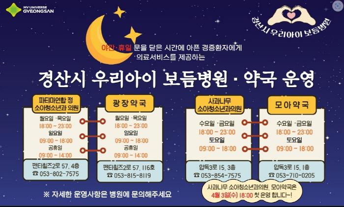 경산시 ‘우리아이 보듬병원·약국’ 추가 지정